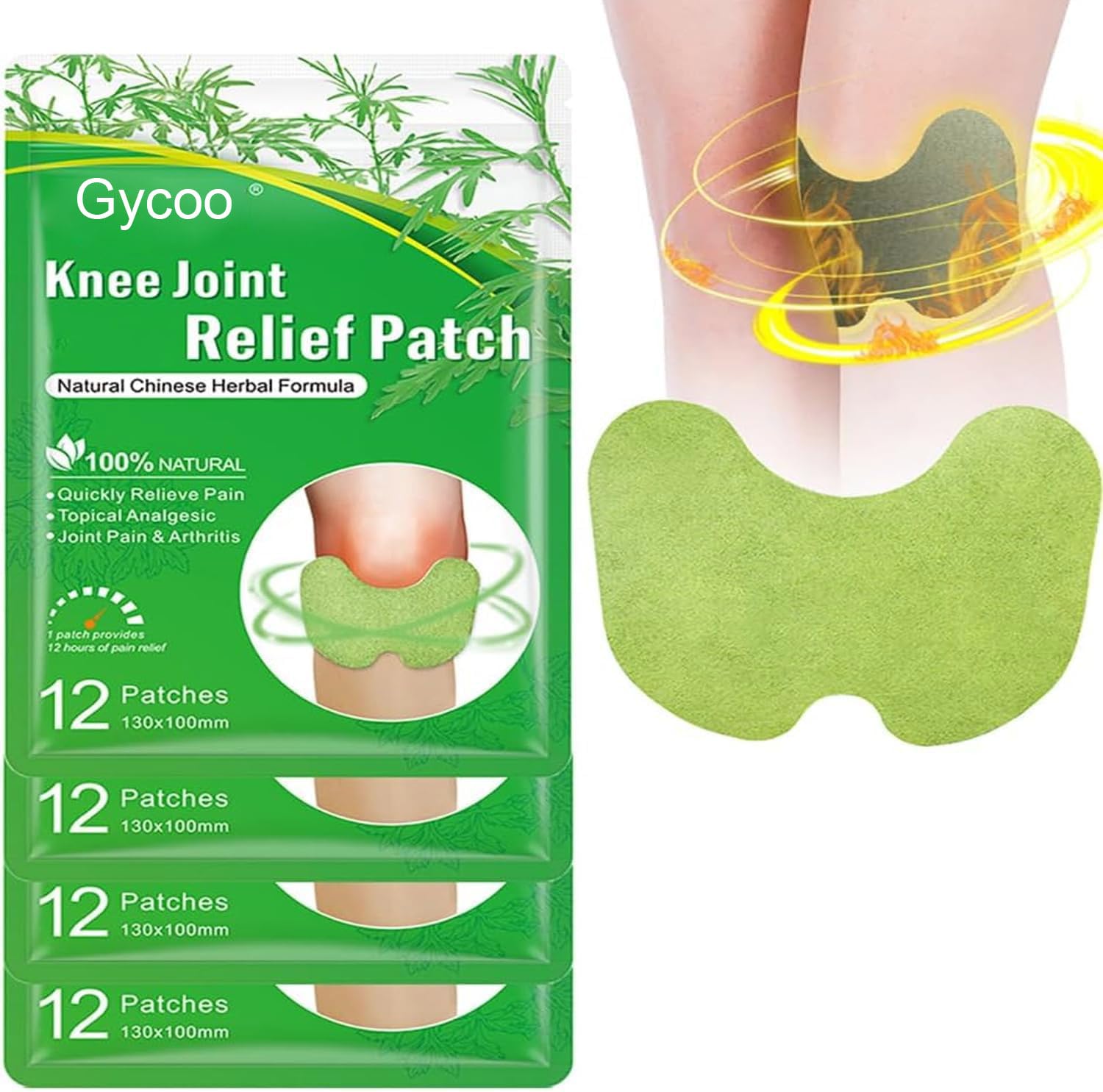 Herbal Knee Patches, 48 Pcs Natural Knee Relief Patch, Herbal Wormwood Warming Extract Sticker for Knee, Back