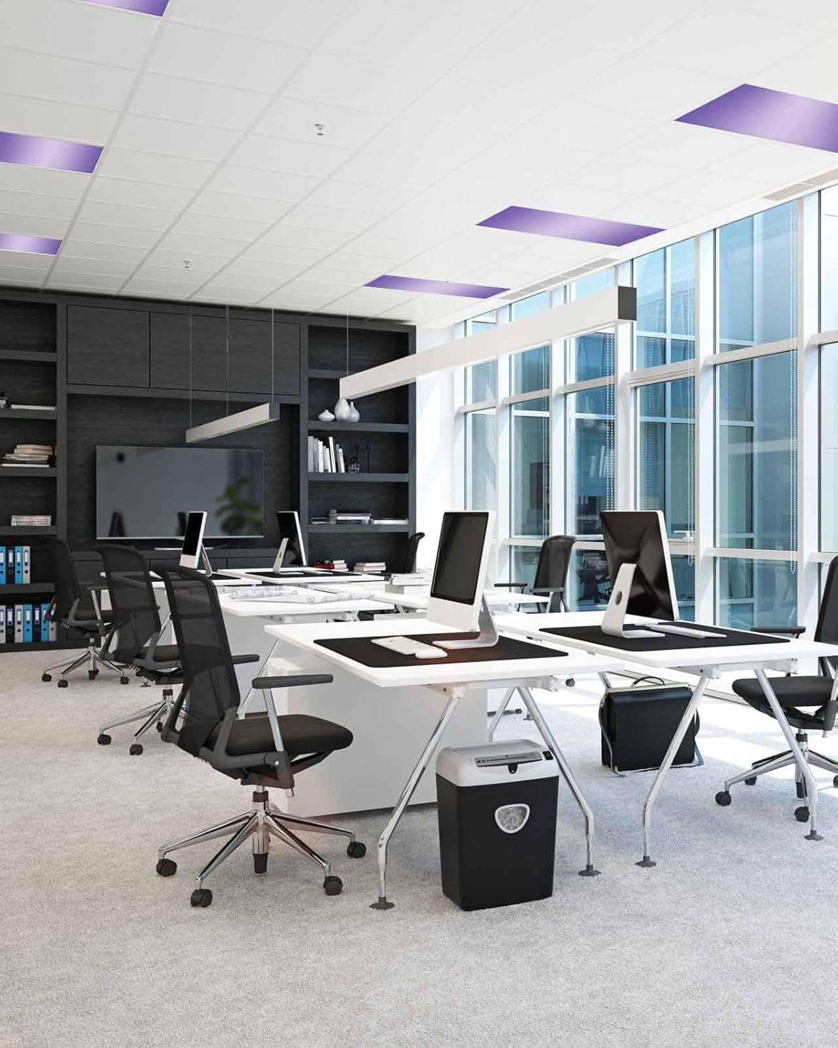 4 Pack Fluorescent Light Cover for Ceiling Lights, Purple Ombre Magnetic Classroom Light Filters 4x2 Feet, Modern Gradient Abstract Art Decorative Ceiling Light Covers for Office, Violet