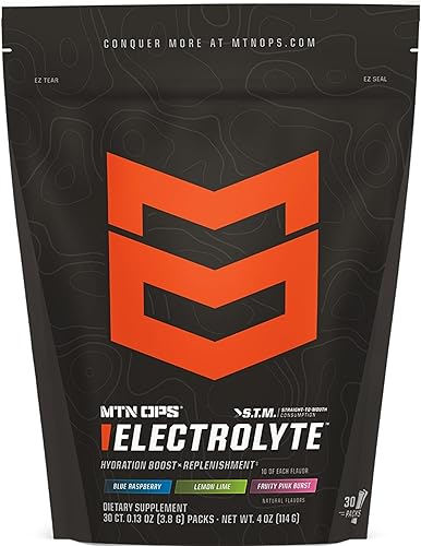 MTN OPS Paquetes de electrolitos en polvo, paquetes de hidratación sin azúcar, polvo de hidratación sin gluten, paquetes de electrolitos STM
