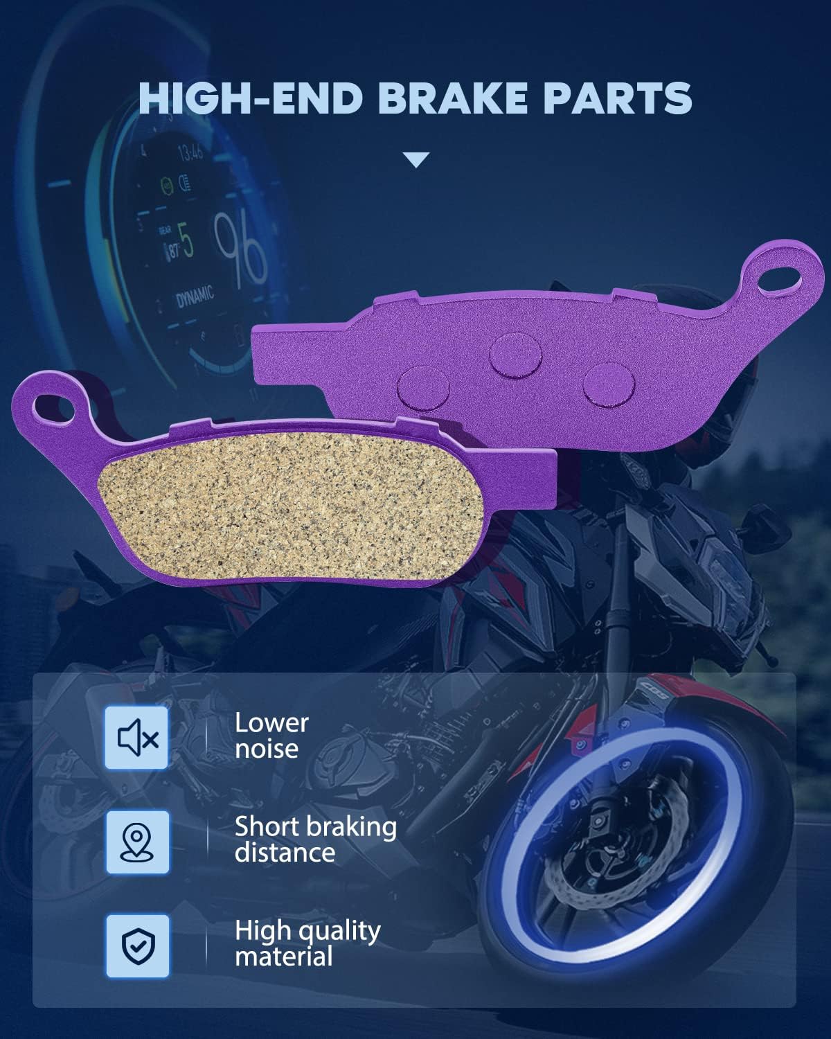 ECCPP FA458 Brake Pads Kits Fit for FXDB Street Bob 2008-2017, Rear Brake Pads