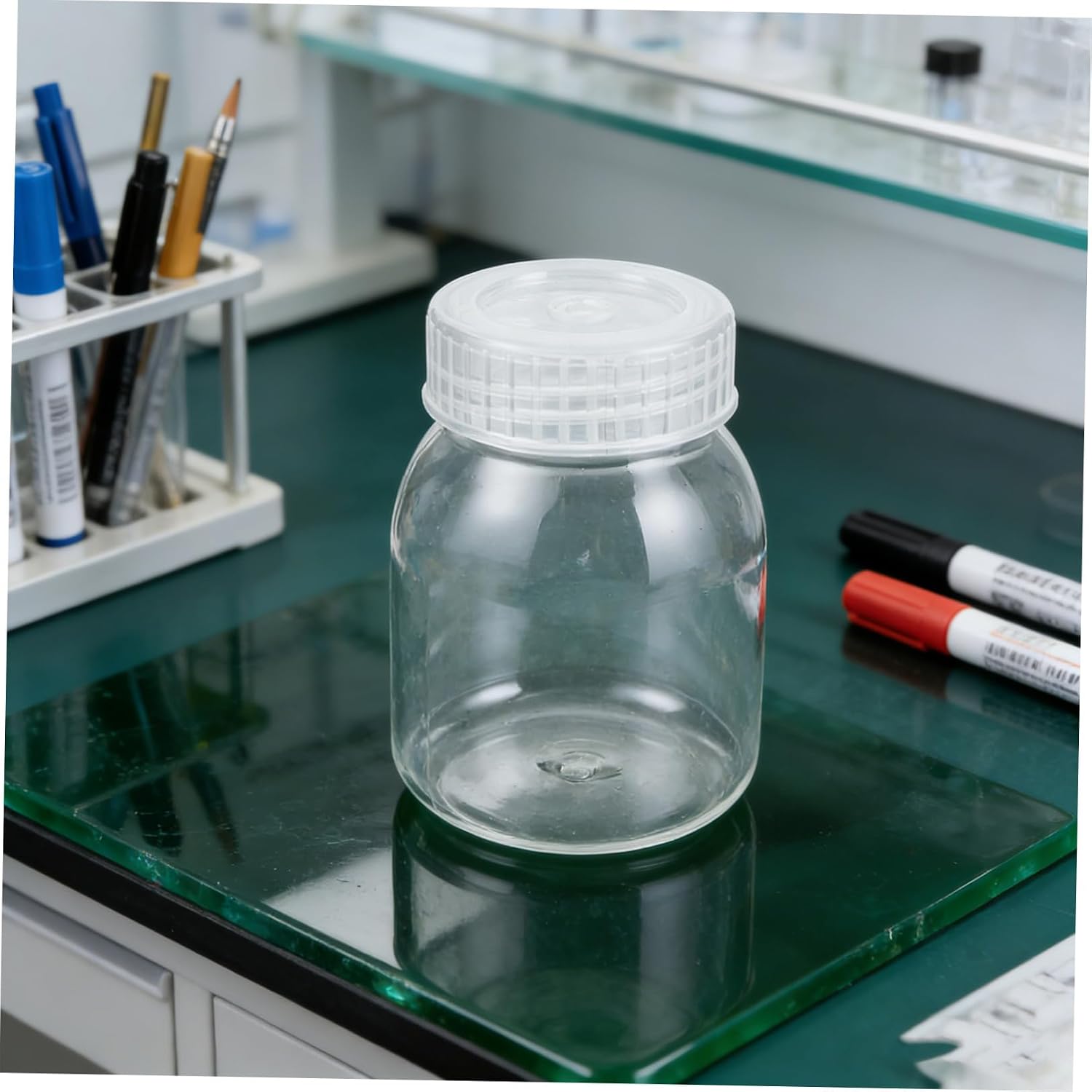Cabilock 5pcs 350ml Plastic Wide Mouth Bottles with Vented Lids for Chemical Storage and Tissue Culture Medium – Laboratory Sample Containers for Liquid and Plant Culture