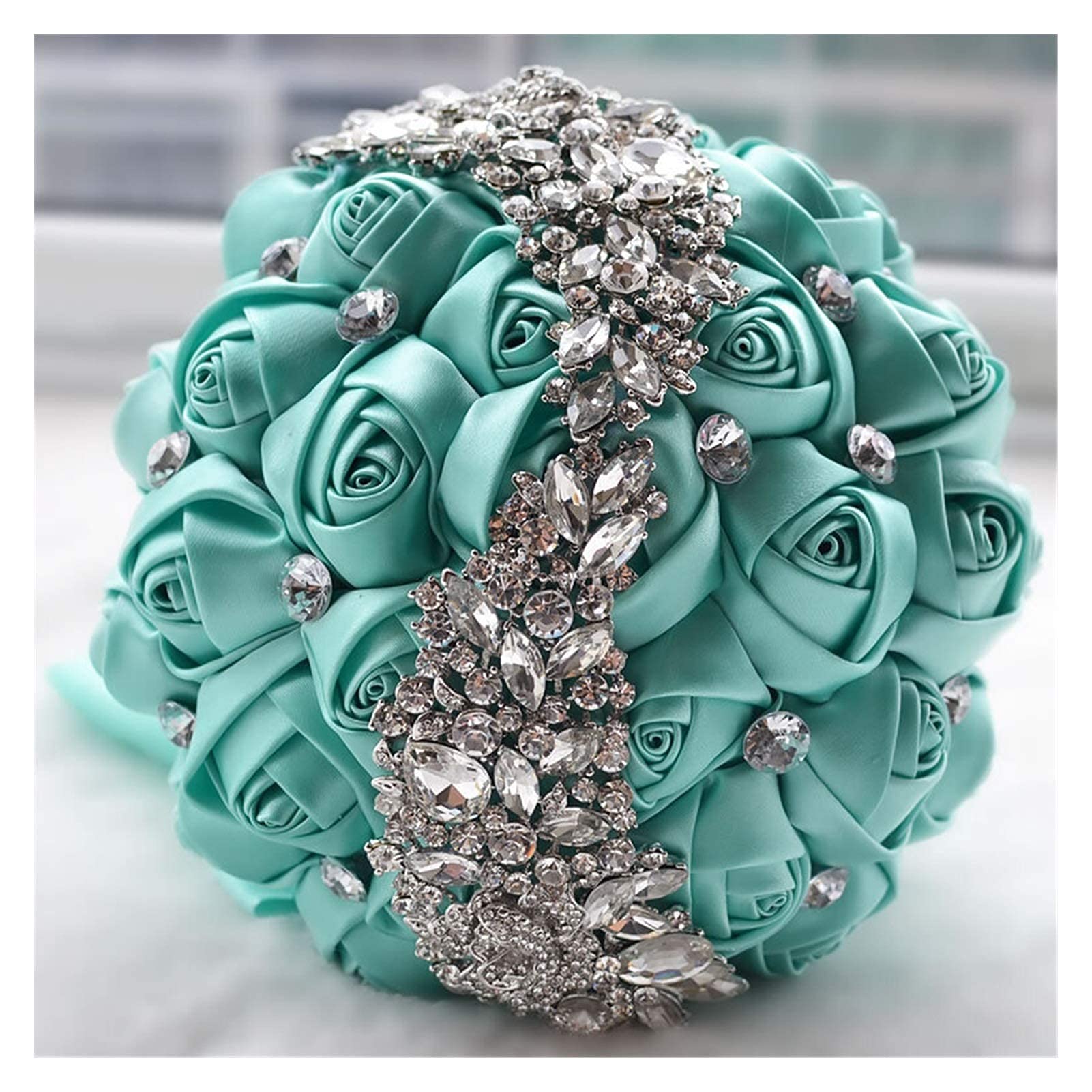 XDLEDMKIZ Decorative Artificial Flowers Crystal Wedding Bouquet Red Brooch Bouquet Wedding Accessories Bridesmaid Artifical Wedding Flowers Bridal Bouquets Artificial Flo