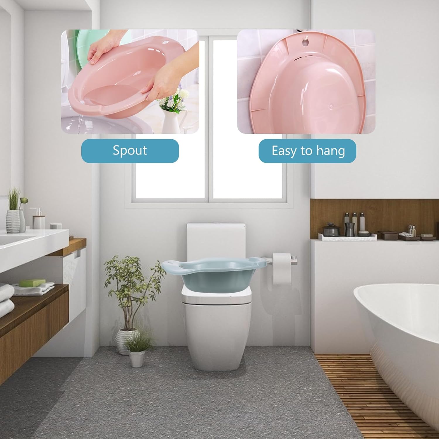 FOMIYES Elderly Friendly Sitz Bath 1pc Private Parts Basin Squat Basin for Bathing Space-Saving