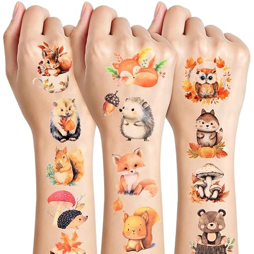 Konsait Watercolor Animal Temporary Tattoos, 71 PCS Forest Animals Fake