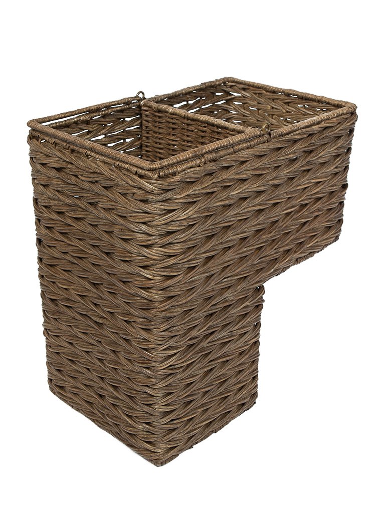 Kouboo 1060100 Pull Tissage tissé Main étape d'escalier en Osier, Marron café