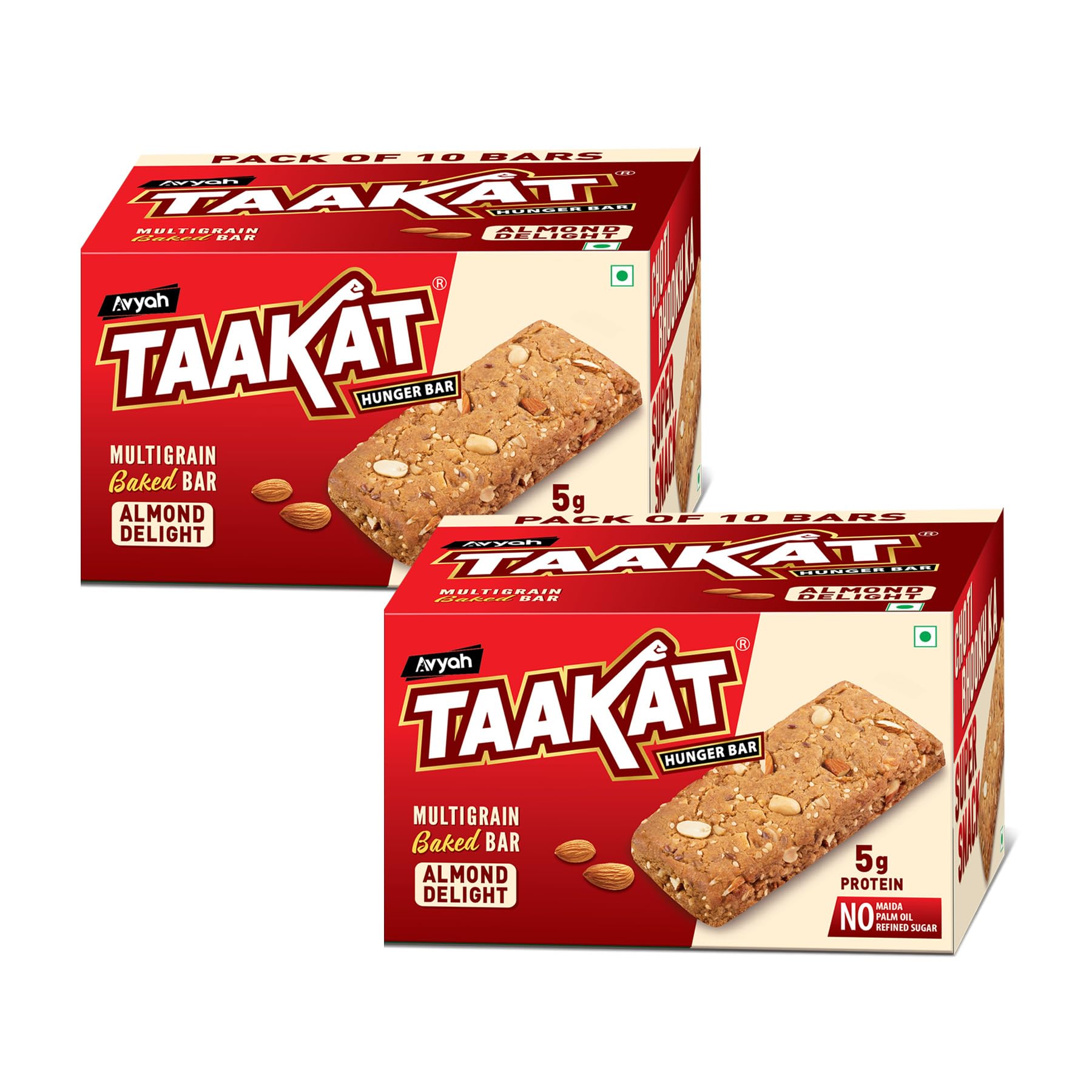 Taakat Hunger Bar Crunchy Coconut : Pack of 10 X 2 | 5g Protein | Multigrain Baked Bar| NO - Maida, Palm Oil and Refined Sugar — Amazon image 2
