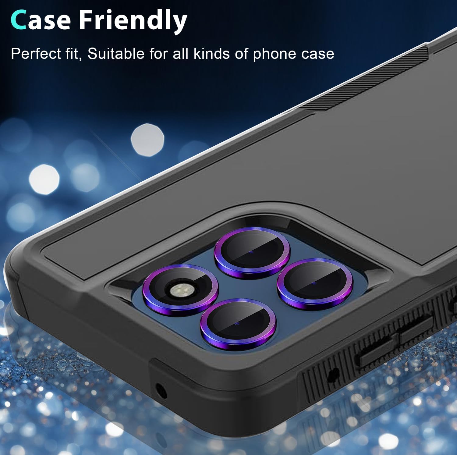 2 Set for Motorola Edge 2025 Camera Lens Protector, 9H Tempered Glass Camera Cover Protector Metal Ring Decoration Accessories (Color)