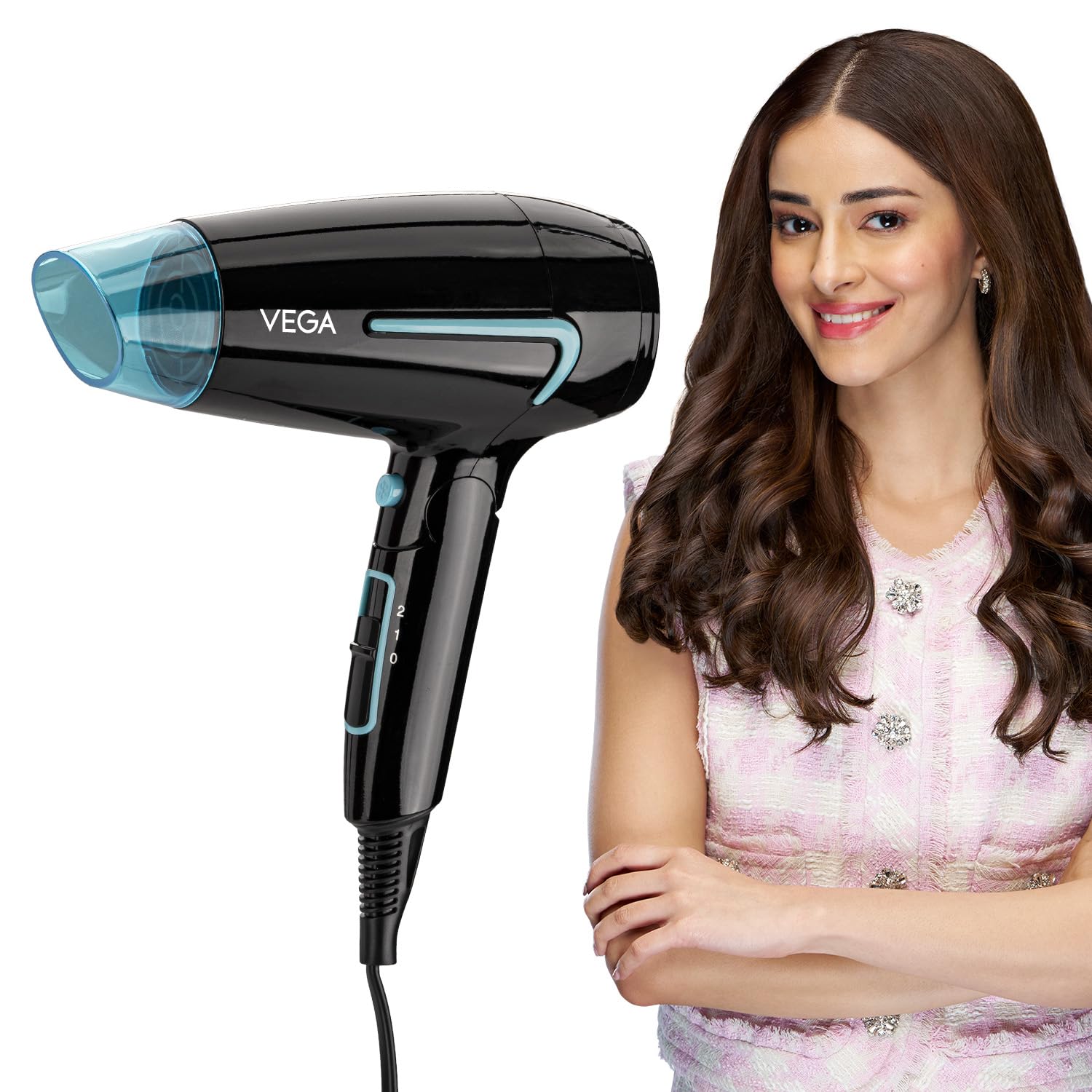 U Style 1400-1600W Foldable Hair Dryer for Women & Men with Cool Shot Button, 2 Speed/Heat Settings, Detachable Nozzle, Blow Dryer, Travel Friendly, Fast Hair Drying, Compact Hair Dryer (VHDH-24)