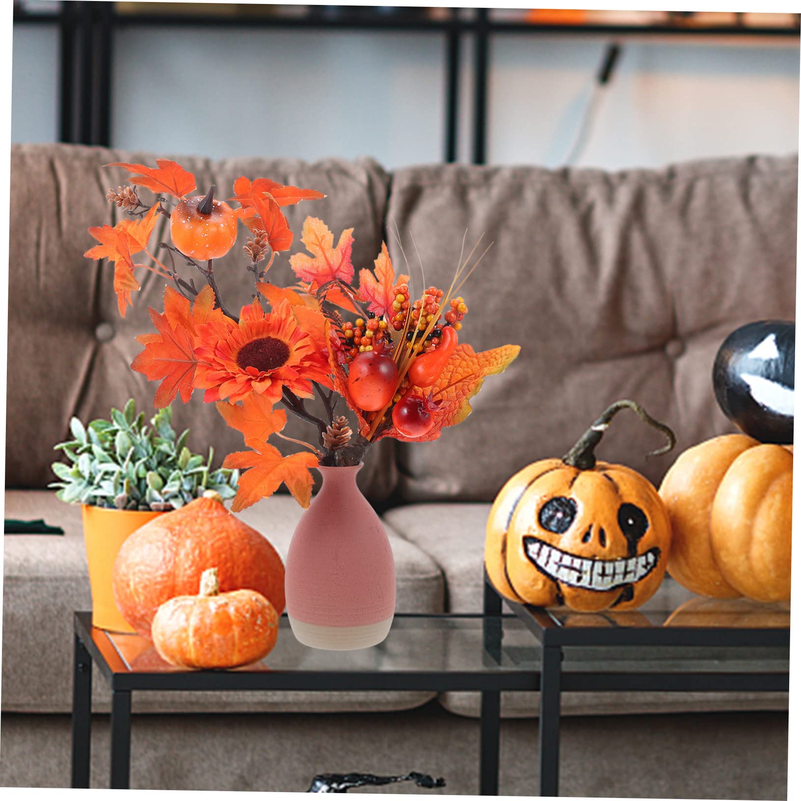 PRETYZOOM 8 STK Kürbis-Ahorn-Zweige herbstdeko Halloween Dekoration gefälschte Halloween-Pflanze künstliches Ahornblatt gefälschte Ahornblätter Kürbis -Kürbisblatt-Picks Plastik