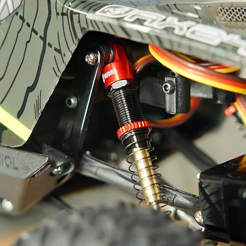 Miniatura 7 de INJORA Amortiguador de doble barril roscado de 2.008in de largo para Axial AX24 SCX24 Upgrade 124 RC Crawler (rojo)