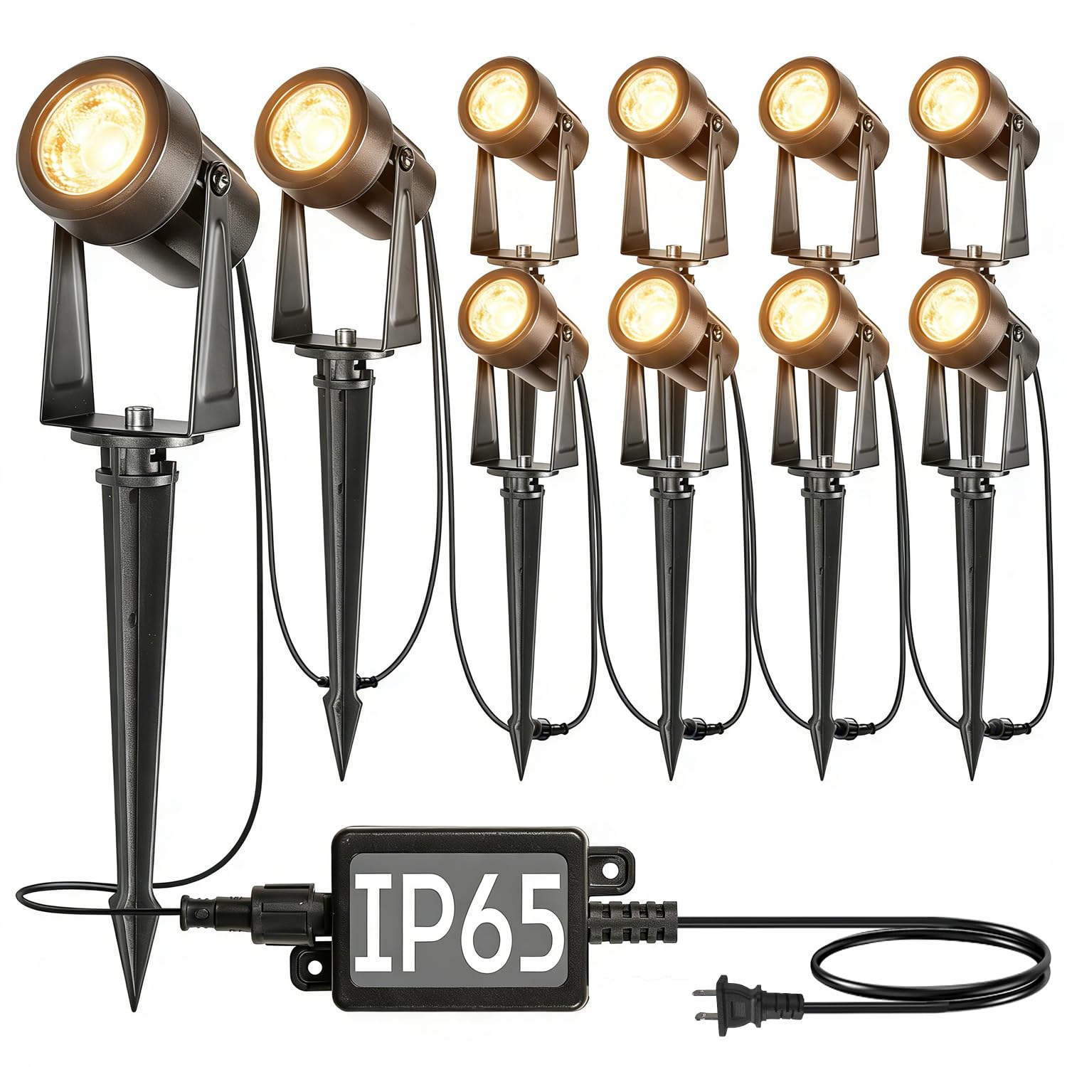 SUNTHIN 10 Pack Outdoor Landscape Lights with Transformer, LED Spotlights