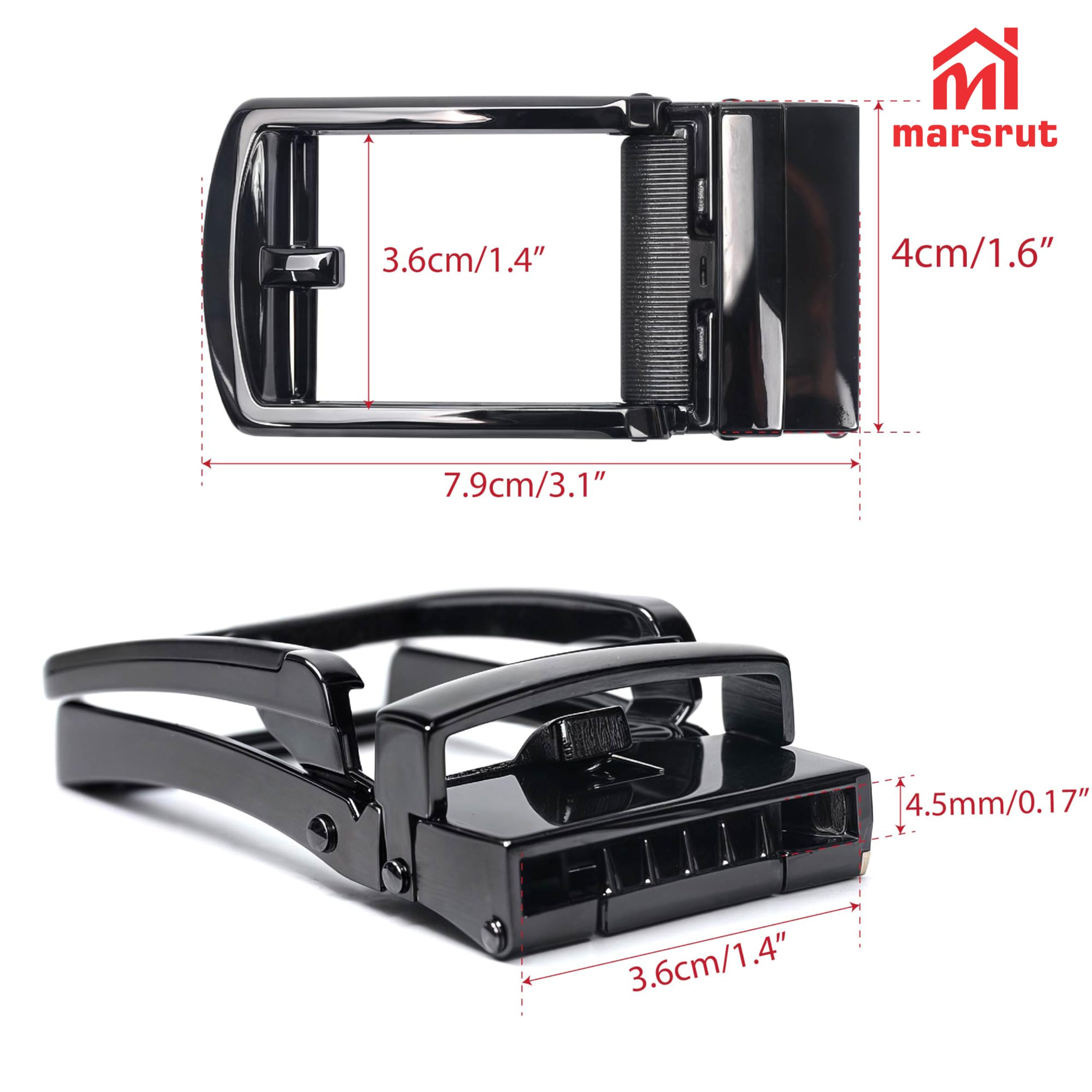 Ratchet Belt Buckle Replacement for Men, Premium Automatic Ratchet Slide Strap Belt Buckles Accessory, Skeleton Shape, Click Adjustable Buckle (Dark Grey, Only Buckle)