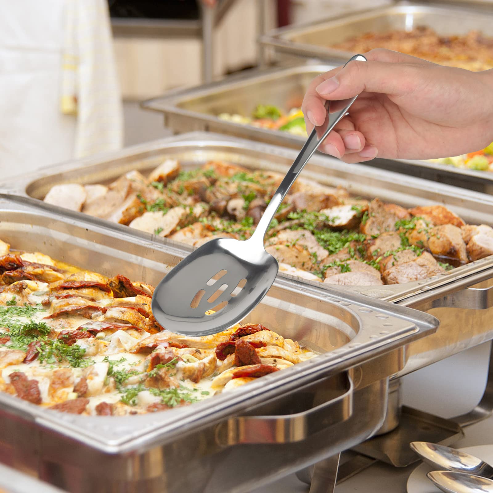 Set De 2 Cucharas De Servicio De Acero Inoxidable 304 – Tamaño Grande 25 Cm – Cuchara Para Arroz, Ensalada O Sopa – Fácil Limpieza, Apto Lavavajillas – ABOOFAN