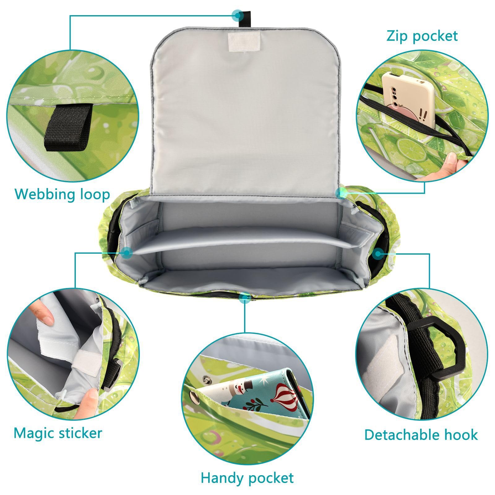 miaozhen Fluorescent Green Lemon Juice Ice stroller accessories organizer double stroller caddy organizer handy pocket accesorios para accesorios para stroller