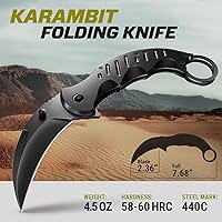 Vista 2 de Tactical Spring Assisted Pocket Knife - Karambit Folding Knives for Men - Folding Sharp Tiger Claw Blade - Best Combat Tool for Hunting Military 1
