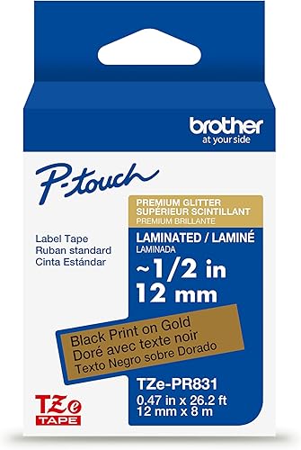 Miniatura 189 de Brother - Cinta de etiquetas laminadas P-touch M31, prémium, 0.47 pulgadas de ancho x 26.2 pies de largo, negra sobre transparente mate Negro sobre