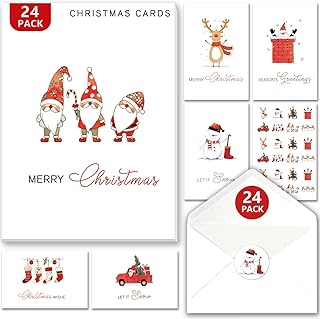Christmas Cards with Envelopes & Stickers 24 Pack