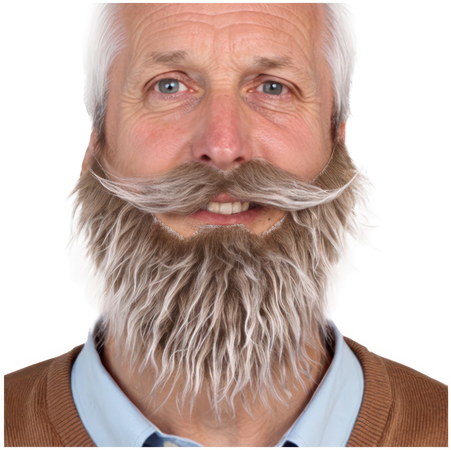 Honcloud self-Adhesive Fake Beard with Adjustable Band, fits Costume Matching for Halloween Parties., Brownish White, One Size