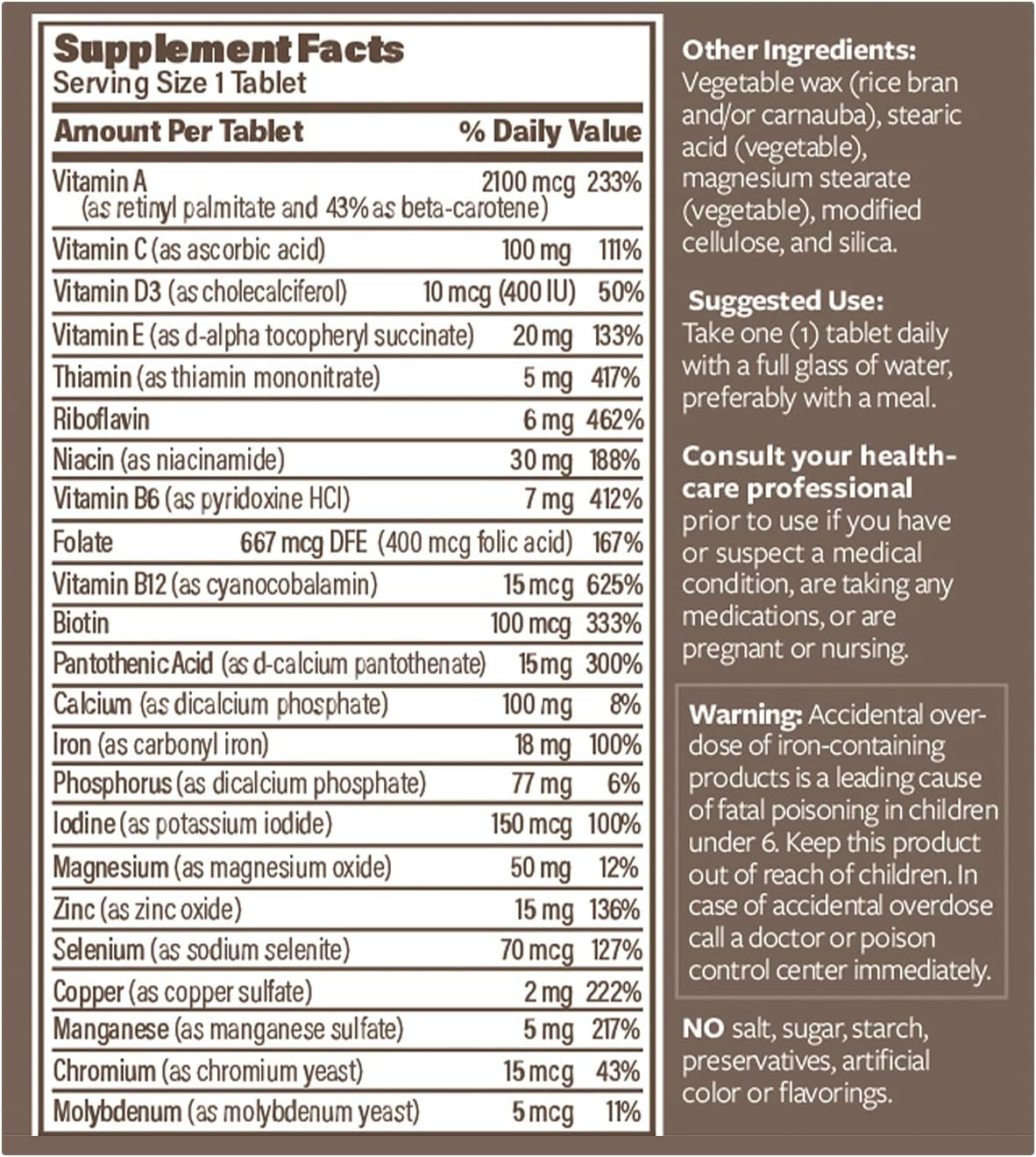 Endurance Products ENDUR -VM with Iron, Daily Multi-Vitamin for Women - Vitamins A, C, D, E, B12, Calcium & Zinc for Immune Health Support & More - 150 Tablets