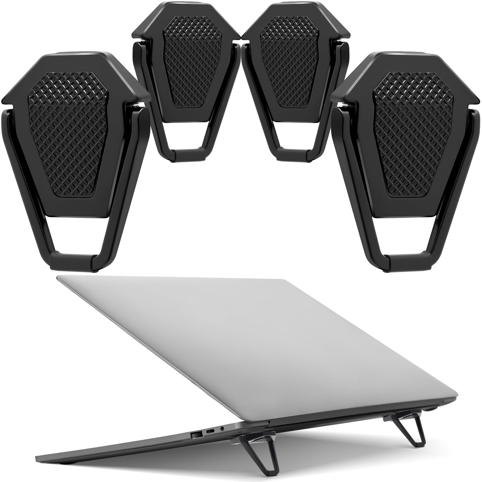 Konohan 4 Pieces Portable Keyboard Laptop Stand Mini Aluminum Keyboard Riser Foldable Cooling Laptop Kickstand Adjustable Lightweight Lifter for Desk