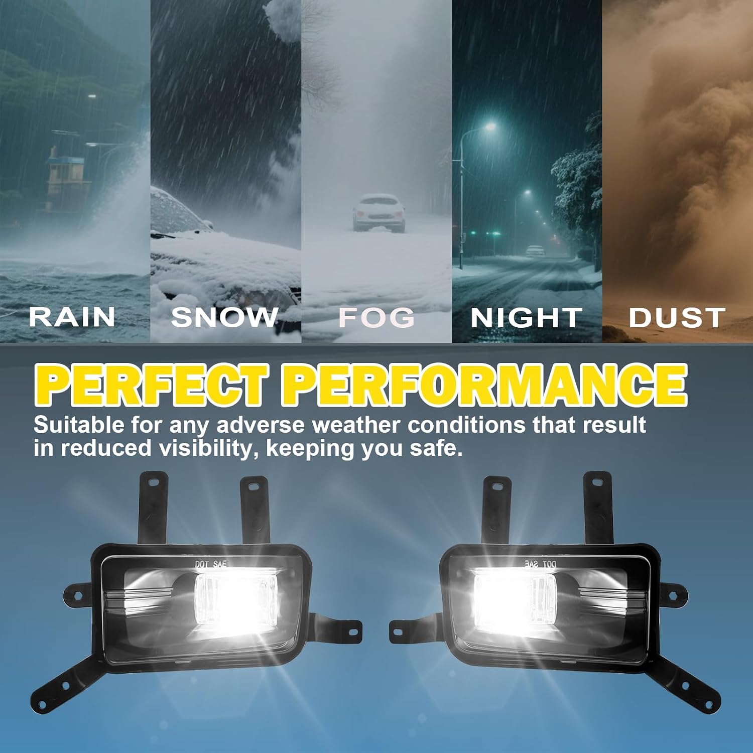 LED Fog Lights Fit For 2015-2020 Chevy Tahoe/Suburban / 2016-2019 Chevy Suburban 3500HD / 2015-2020 GMC Yukon & Yukon XL With Clear Lens