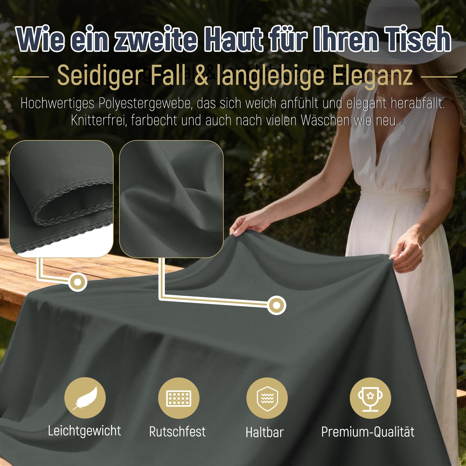 Set di 6 Tovaglie Grigio Scuro Rettangolari 100x250 cm, Impermeabile in Poliestere, Tovaglia Antimacchia e Lavabile in Lavatrice,Per Tavoli da Birra/Pieghevoli,Matrimoni,Compleanni,Feste e Banchetti
