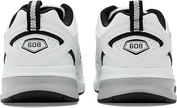 New Balance Men's 608 V5 Casual Comfort Cross Trainer, White/Black/Silver Metallic, 17 X-Wide