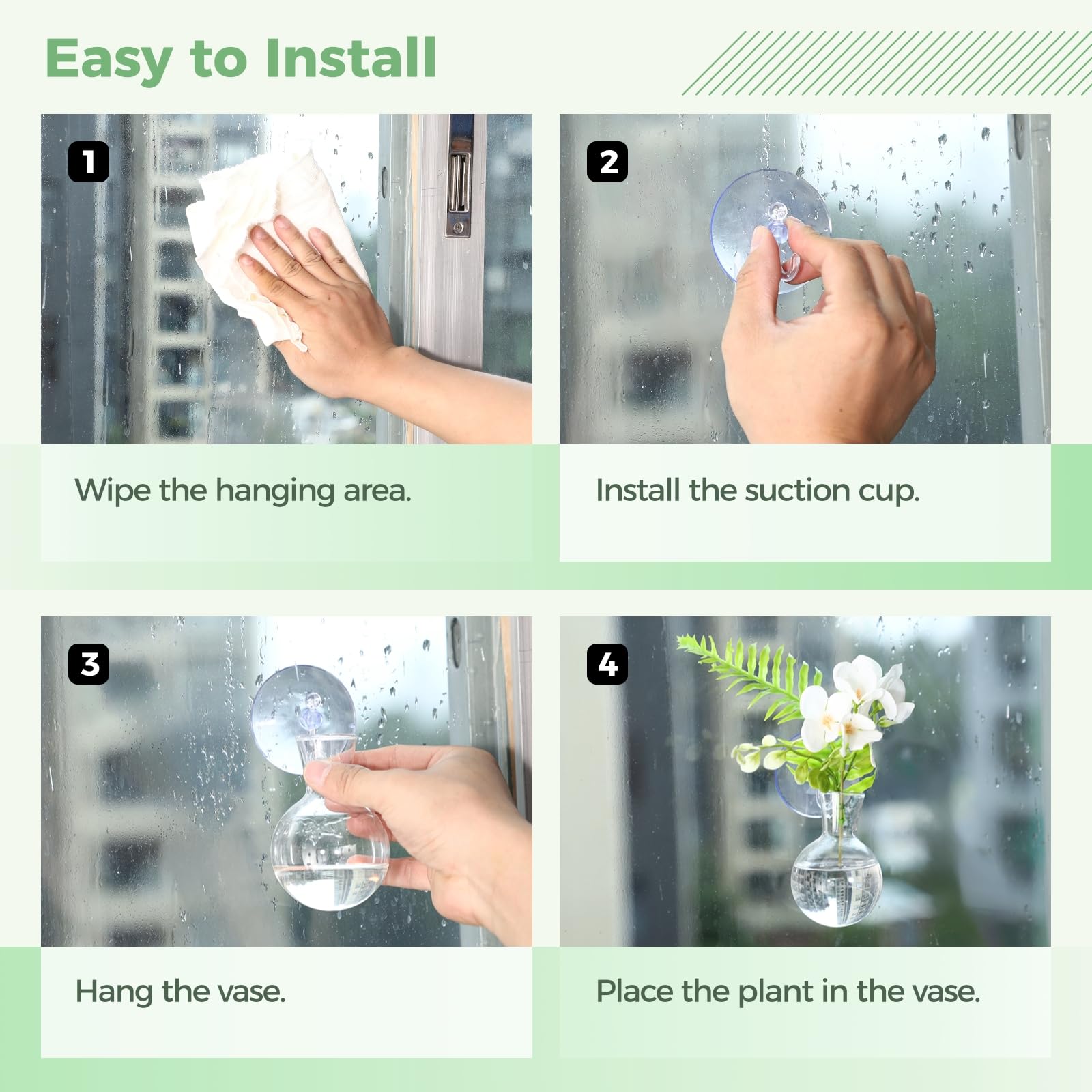 Lot de 4 vases de propagation en verre pour la maison, fenêtre avec 4 ventouses, 2 brosses, vase terrarium pour culture d'eau, cadeau unique pour pendaison de crémaillère