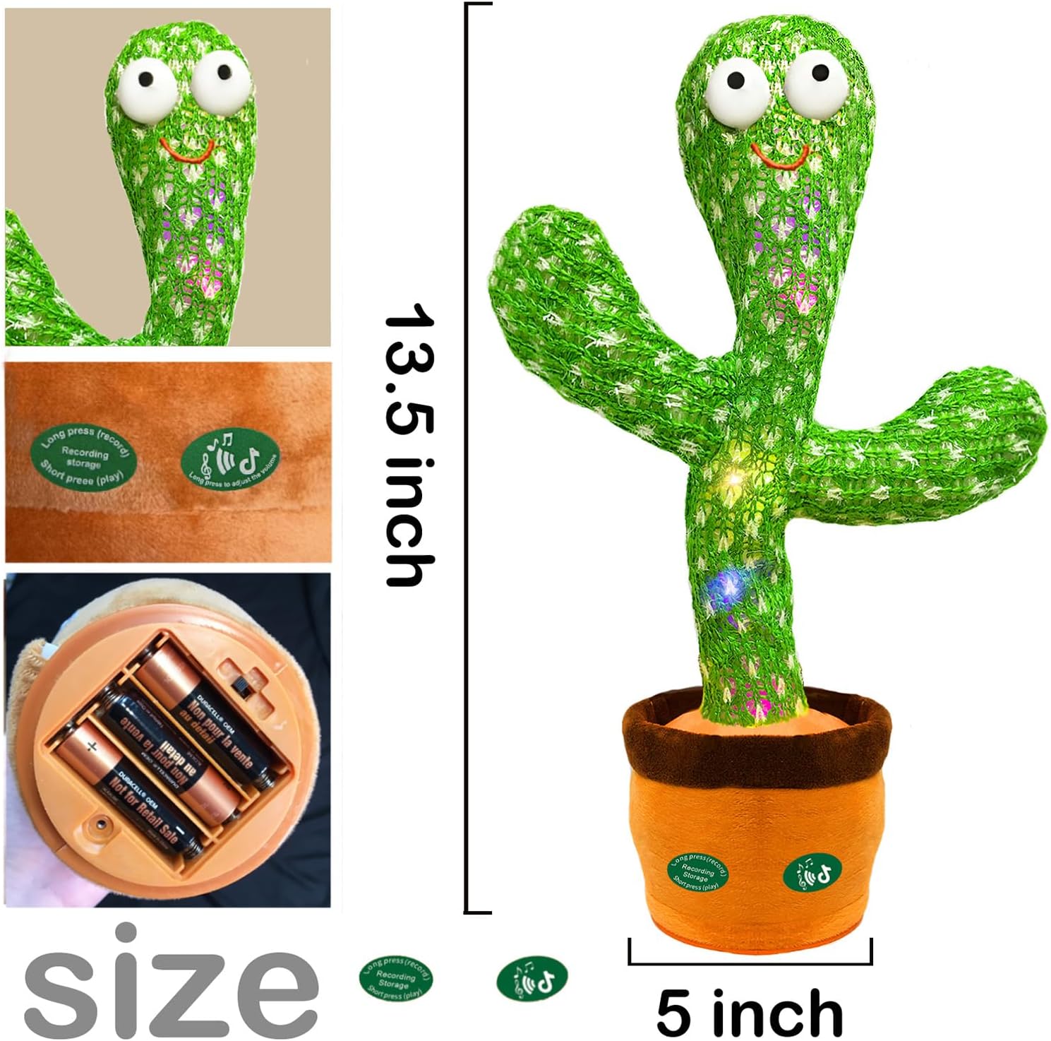 Dancing Mimicking Talking Cactus Toy,Funny Gift for Toddler 1 2 3 Year Old Boy Girl,Singing Record Repeat What You Say Light Up Baby Infant Toys 6-12 12-18 Months (Volume Adjustment) image 9 of 9 B09PDPYC2T