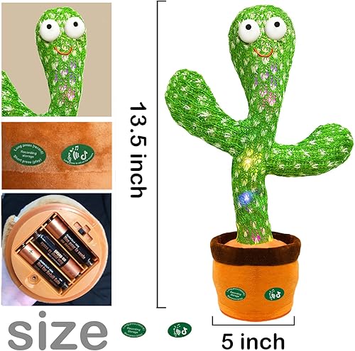 Miniatura 8 de Juguete de cactus parlante que imita el baile, regalo divertido para niños pequeños de 1, 2, 3 años, registro de canto, repite lo que dices,