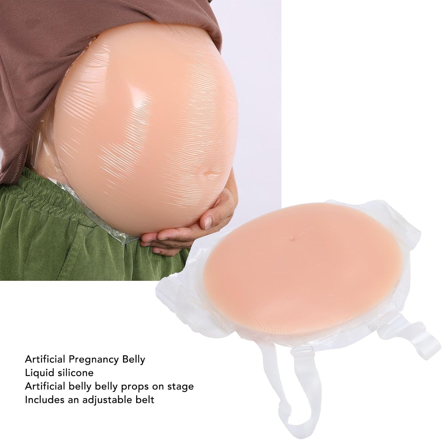 Luqeeg Silicone Artificial Bump, Pregnancy Belly with Adjustable Strap