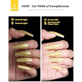 BURANO Reflective Diamond Nail Gel Polish - 7.3ml Sparkly Summer Color, Holographic Glitters, UV Lamp Required (Yellow JL3)
