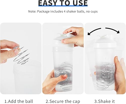 Miniatura 7 de BooMetCheer 4 bolas agitadoras de 2.1 pulgadas de gran tamaño para batidos de proteínas, batidos y aderezos de ensalada, bola agitadora de acero