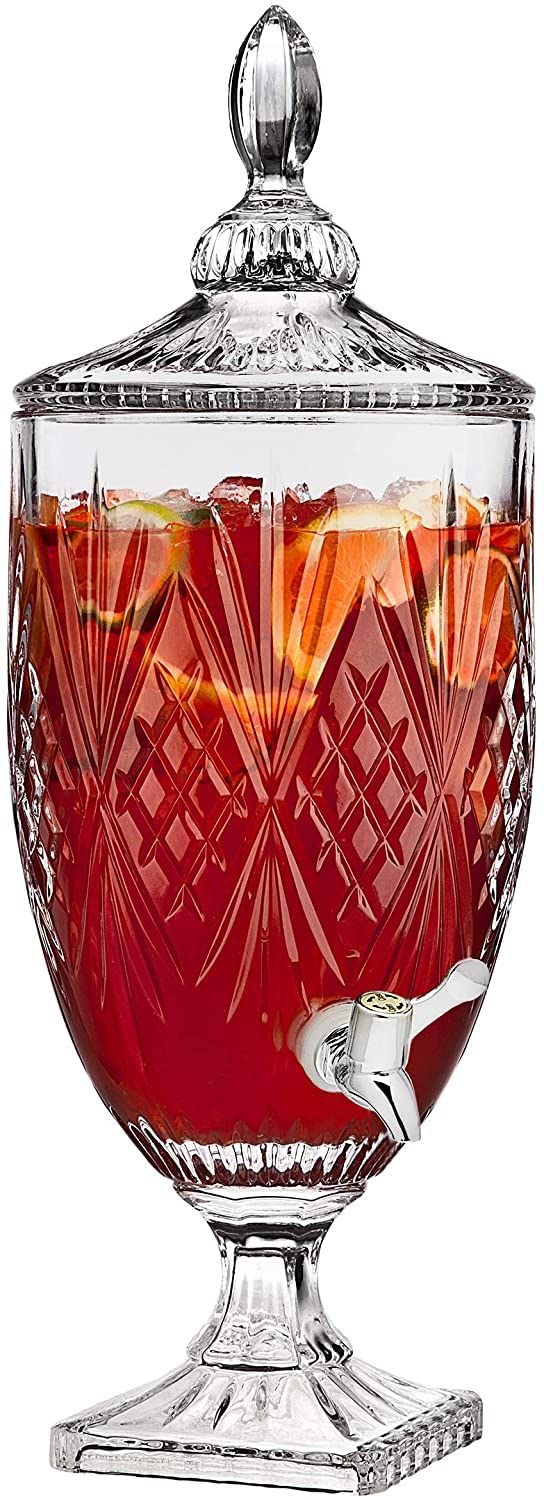 Ezalla Piece Mason Jar Beverage Drink Dispenser 2 Litre Glass Pitcher with tap/Spigot and Glass lid Detox, Perfect for Juices, Mocktails and More, Food Grade, Dishwasher Safe (1) 2