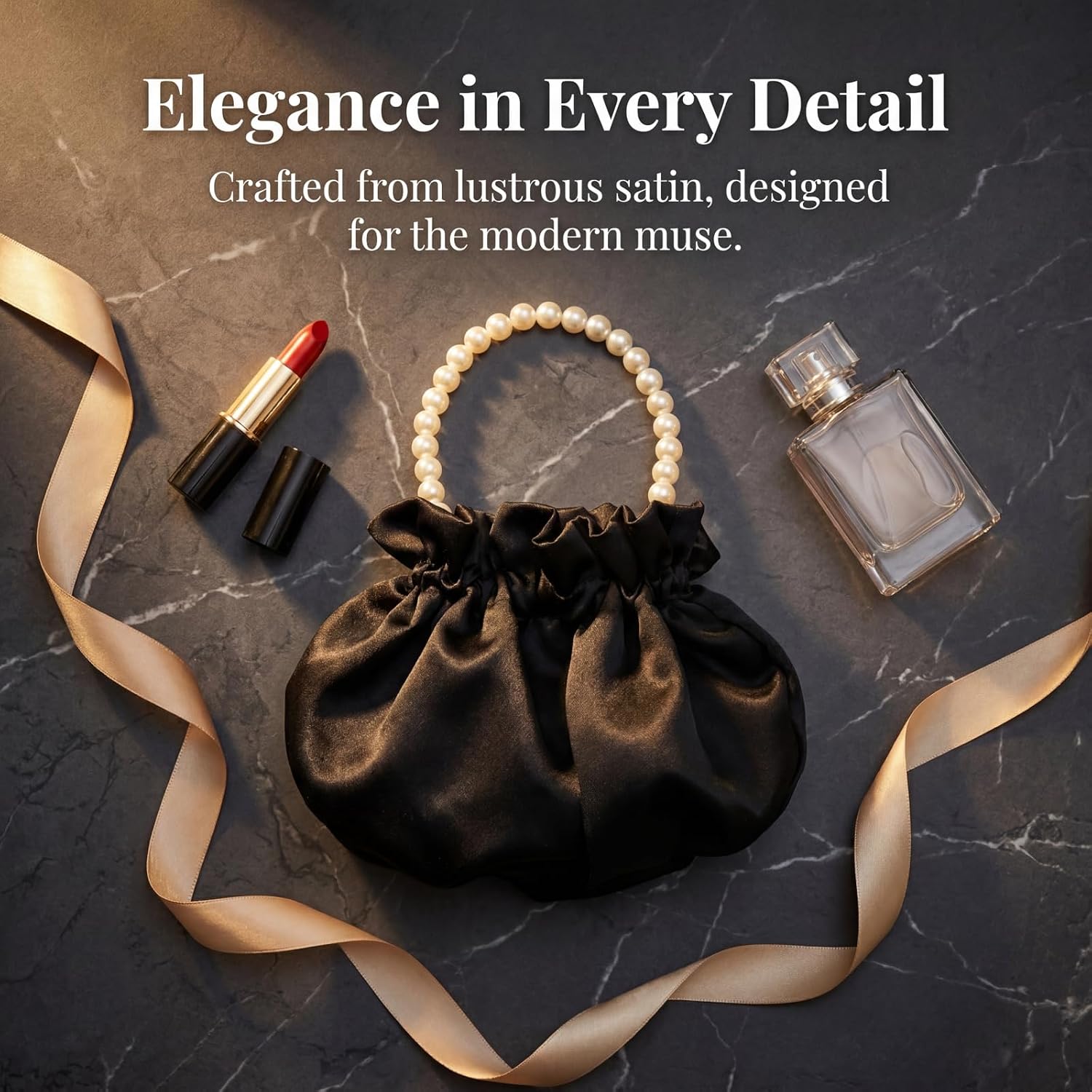 2 Pack Pearl Handbags for Women, Black and White | Luxury Soft Face Pleated, Evening Clutch Bag, Lipstick Phone Wristlet, For Wedding, Proms, Party