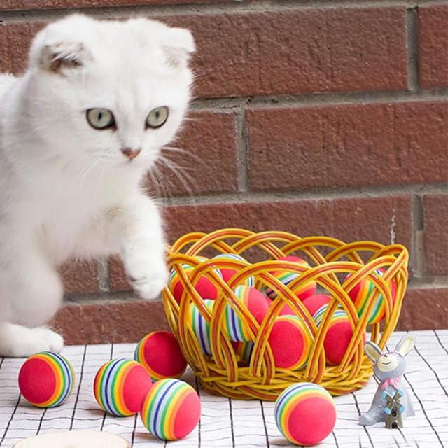 Foto 7 de 8 de VOVIGGOL 12 Piezas Bola de Esponja Juguetes para Gatos Balones de Arcoíris de Espuma