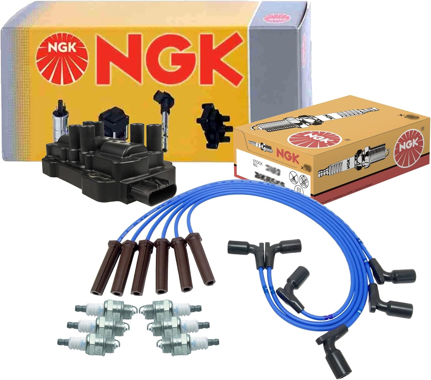 NGK DIS Ignition Coil Wires & 6 Standard Spark Plugs Kit For Chevy GMC 4.3 V6