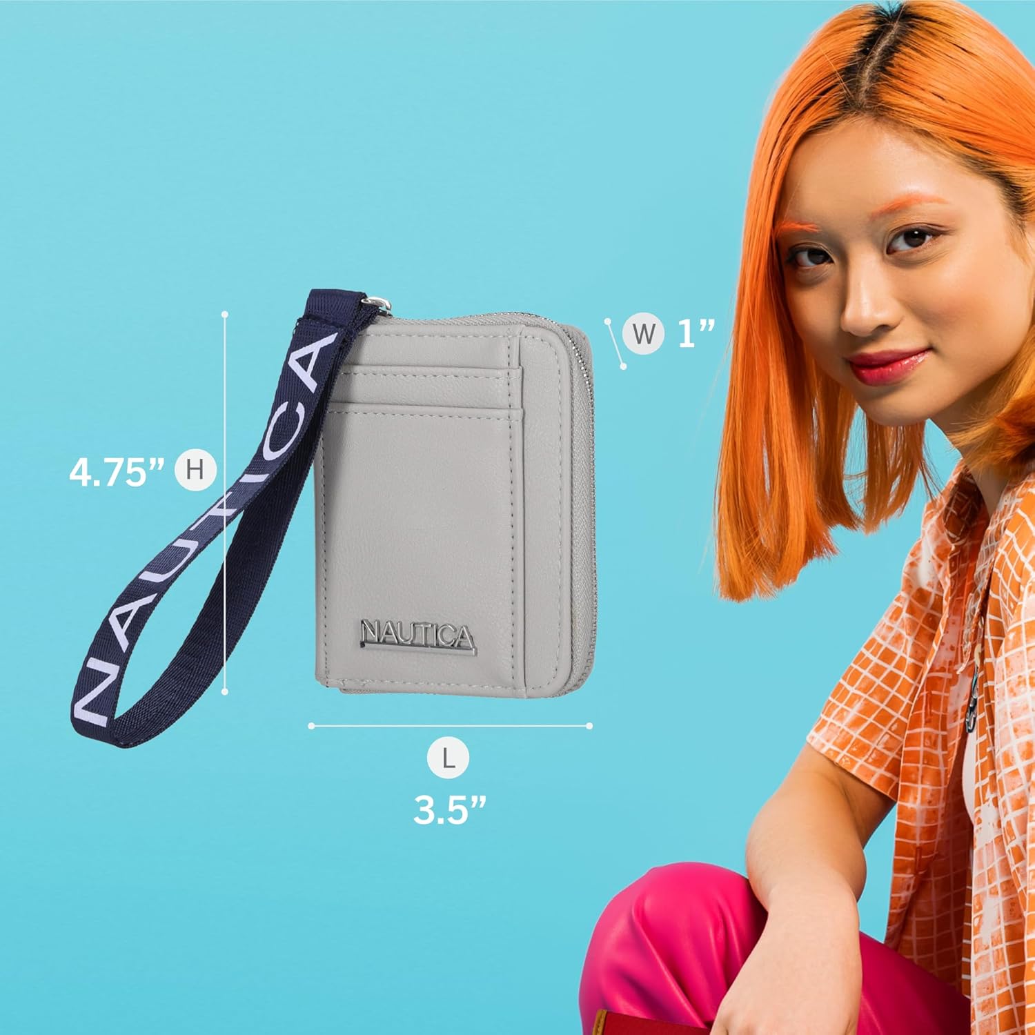 Nautica Everglades Small Wallet for Women, Compact Thin Wristlet, Credit Card Wallet with ID Window, Zippered Coin Purse, Black - Image 5