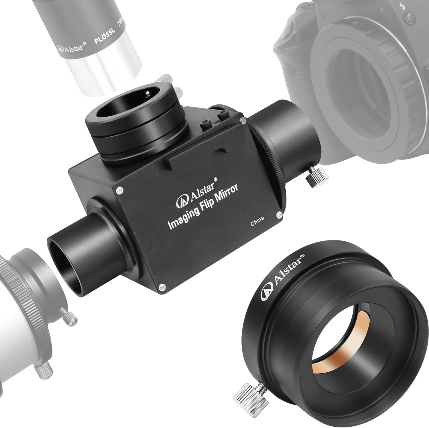 Alstar 2 inch to 1.25 inch Telescope Eyepiece Adapter - Bundle with - 1.25 inch Astrophotography Flip Mirror