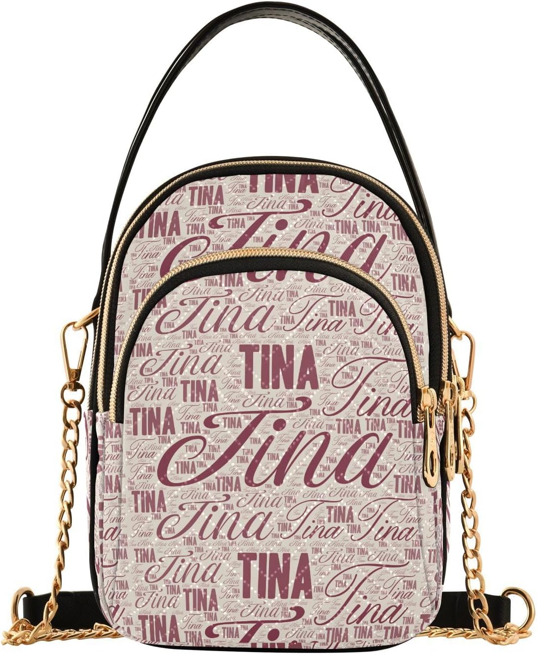 Custom Name Crossbody Bag for Women Cell Phone Purse Wallet with Removable Chain Shoulder Handbag for Travel Work