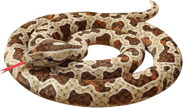 Clobeau 78 Inch Brown Snake Stuffed Animal, Lifelike Plush Snake Toy, Soft Stuffed Snakes Plush for Valentines Halloween Birthday Present Party Prank Prop, Stuff Reptile Animal Snakes Toys for Kids