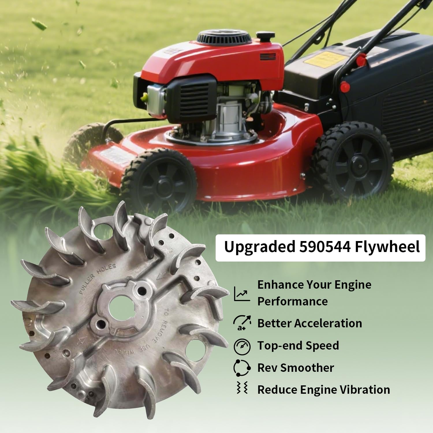 Verbessertes 590544 Schwungrad für Briggs & Stratton Motor-Rasenmäher-Ersatzteile, exakter Ersatz des Original-Schwungrads, Kleinmotormodell 08P502/0029-H1 Teile, hochwertiges 590544 Schwungrad