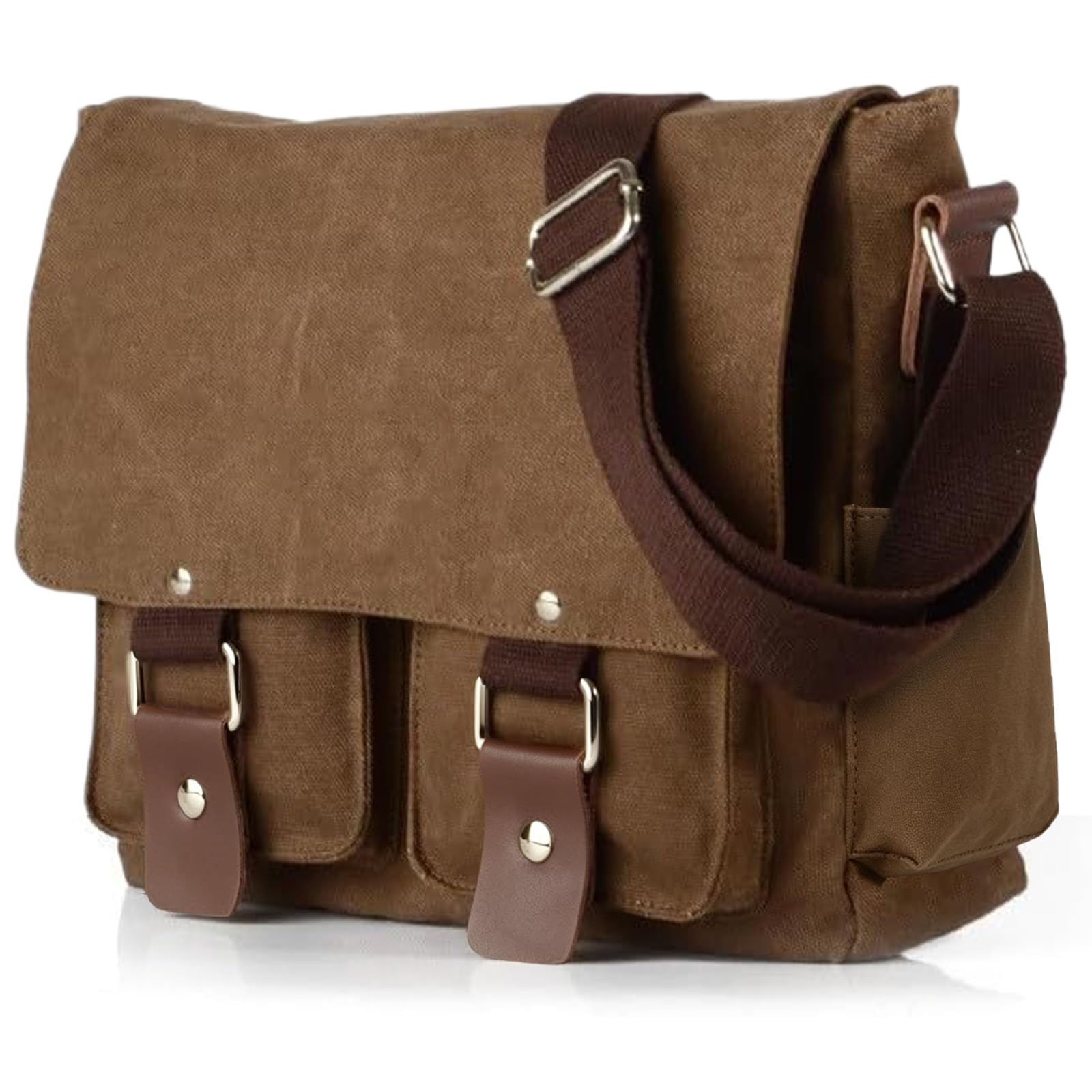 flintronic Umhängetasche, Vintage Canvas Schultertasche Herren Damen, Aktentasche Laptoptasche mit Verstellbarem Schultergurt für Schule und Arbeits, für Männer und Frauen
