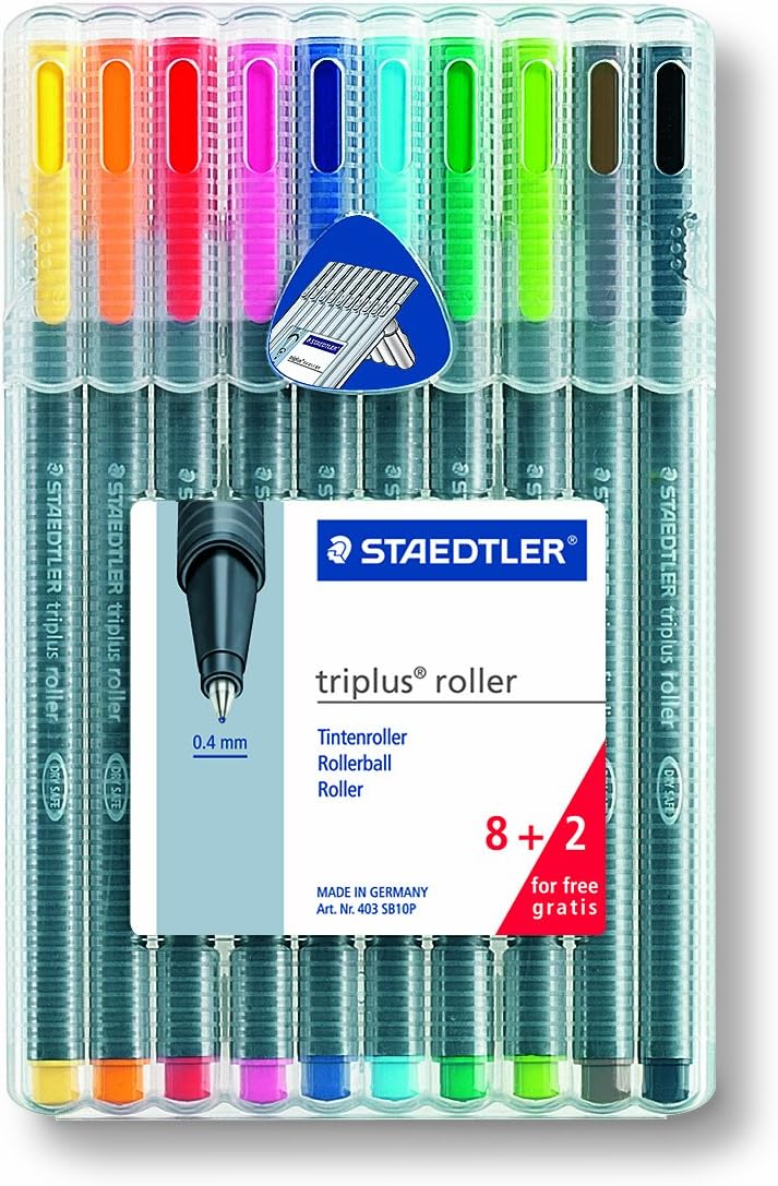 Staedtler Triplus Rollerball Pen Bonus Pack, 403SB10P