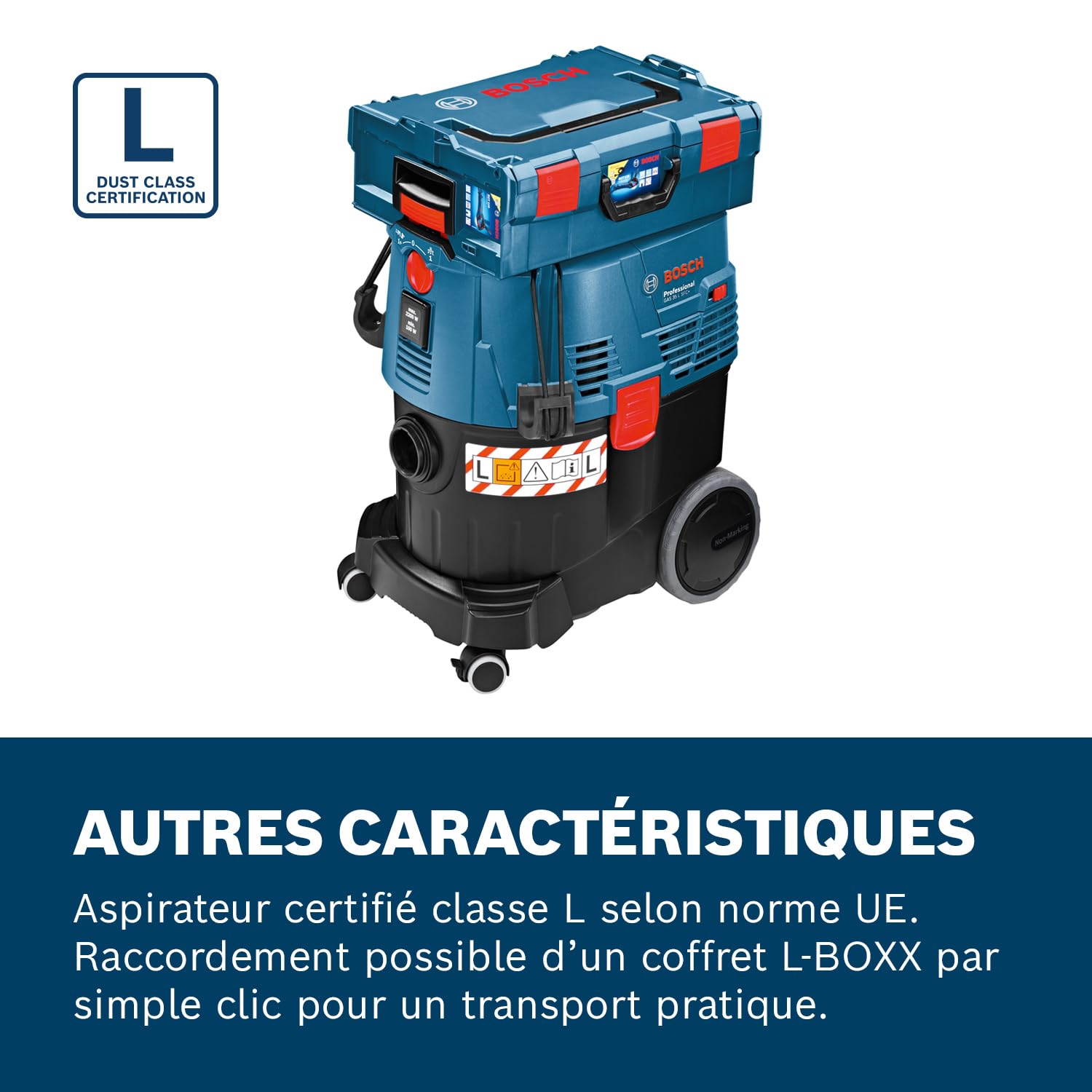 Bosch Professional aspirateur eau et poussière GAS 35 L SFC+ (puissance 1 200 W, volume de cuve 35 L, flexible de 3 m)