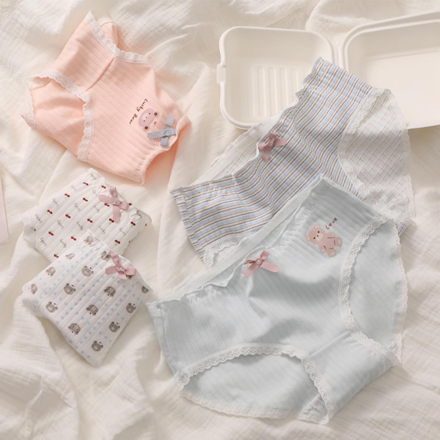 SINMIUANIME Women's Cotton Underwear Medium Waist Briefs Cosplay Anime Print Soft Breathable Japanese Lingerie Panties 5 Pack - Image 4