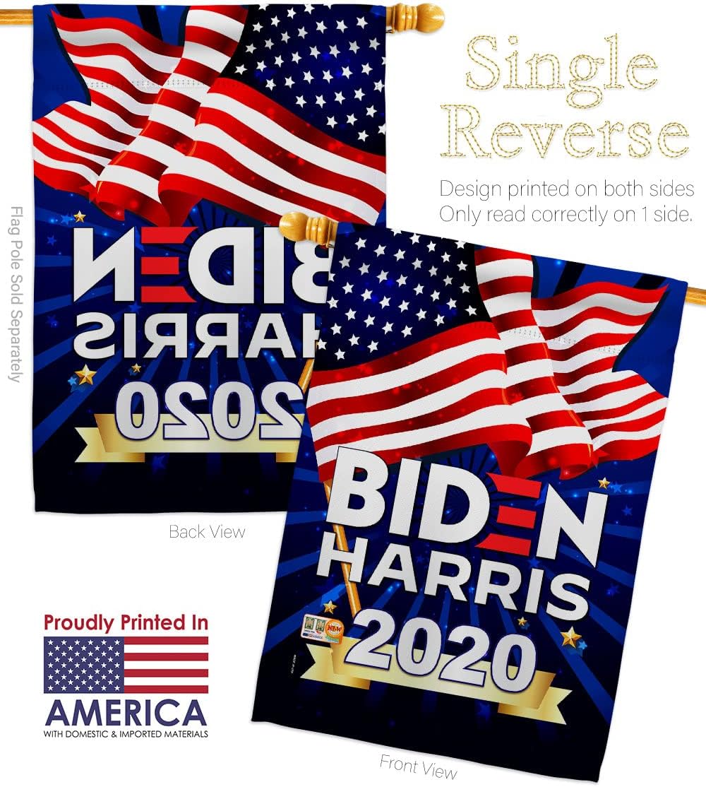 Biden Harris 2020 House Flag Dowel Set Patriotic President Democrat Republican Tea Party United State American Election Small Decorative Gift Yard Banner Made In USA 28 X 40