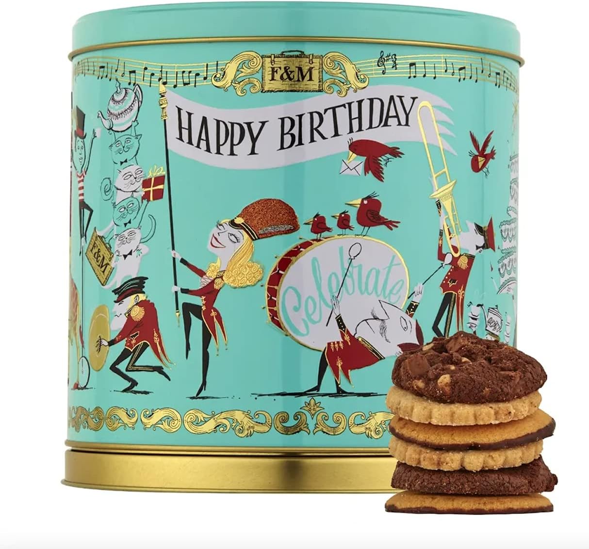 Fortnum and Mason Musical Birthday Biscuit Tin Selection Gift Present