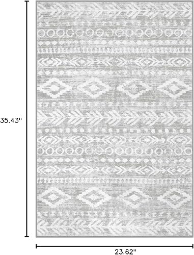 Miniatura 239 de Lahome Alfombras de cocina antideslizantes, lavables para entrada, estilo bohemio, blanco y negro, 2 x 3, alfombra de baño ultrafina con estampado