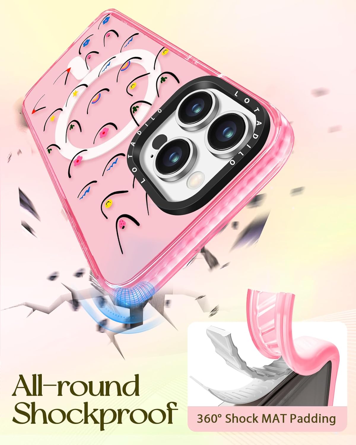 for iPhone 15 Pro Max Case for Women - Cute Kawaii Design Girls Compatible with Magsafe Magnetic Ring Holder Stand Lines Flower Phone Covers Aesthetic Girly TPU Funda for 15 Pro Max - Image 6